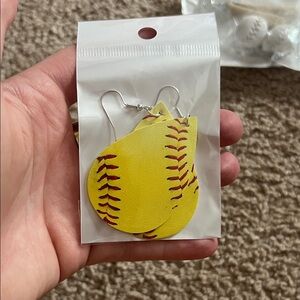 Yellow Softball Earrings